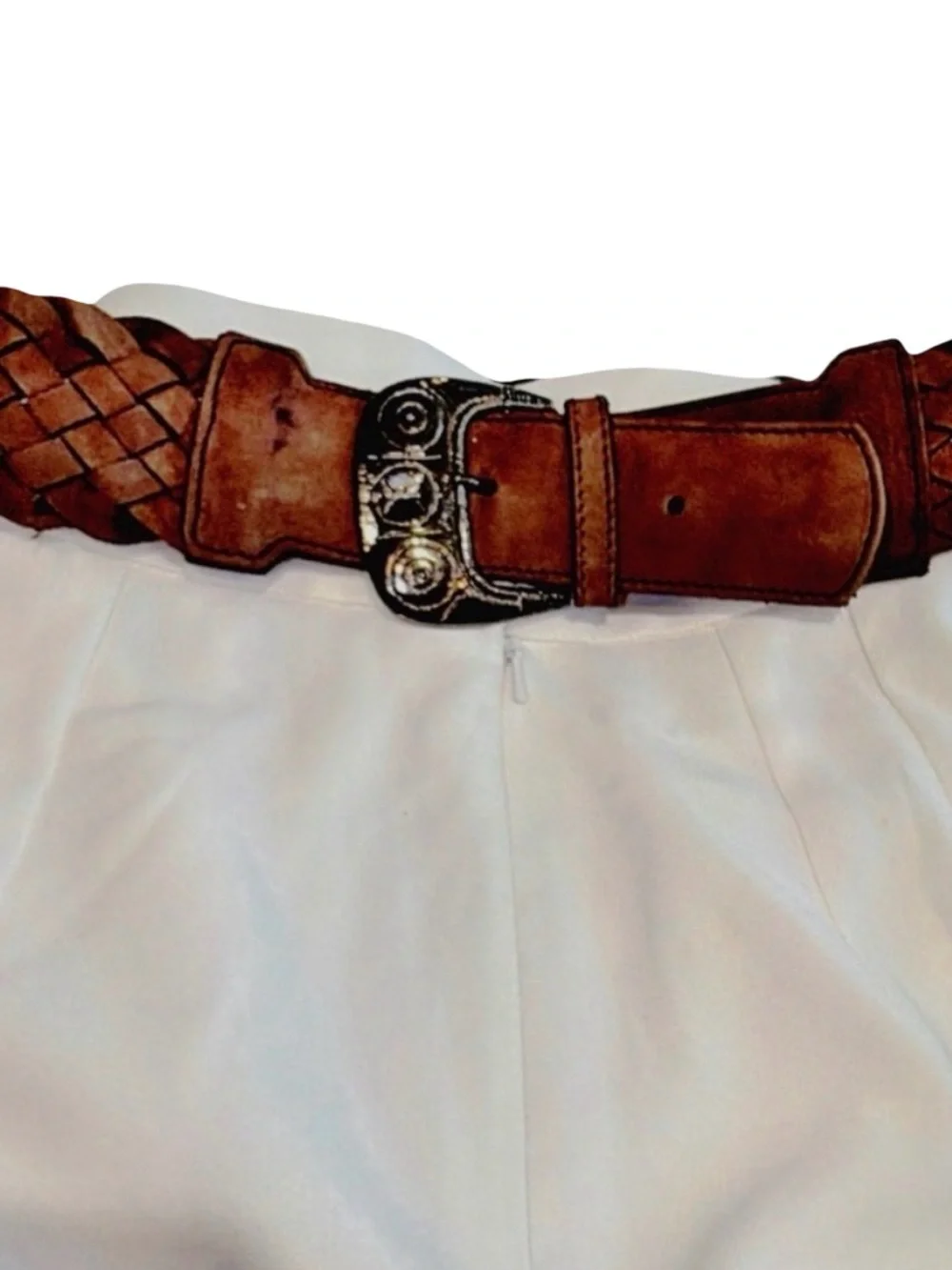 Vera Pelle Italian Braided Leather Belt | Brown | Woven | Genuine Leather